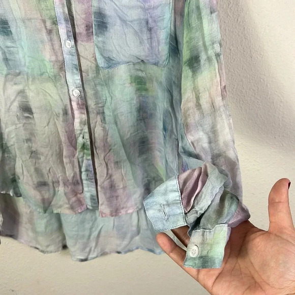 Bella Dahl Tie-dye High/low Button Down Shirt In Etheral Pastel size Small - Picture 8 of 13